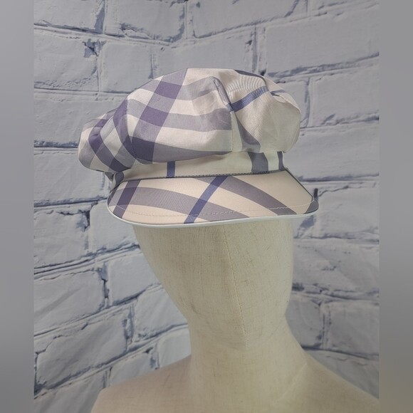 Burberry Womens Newsboy Hat Cap Purple Nova Check England Vintage Y2K 90s Small main image 4